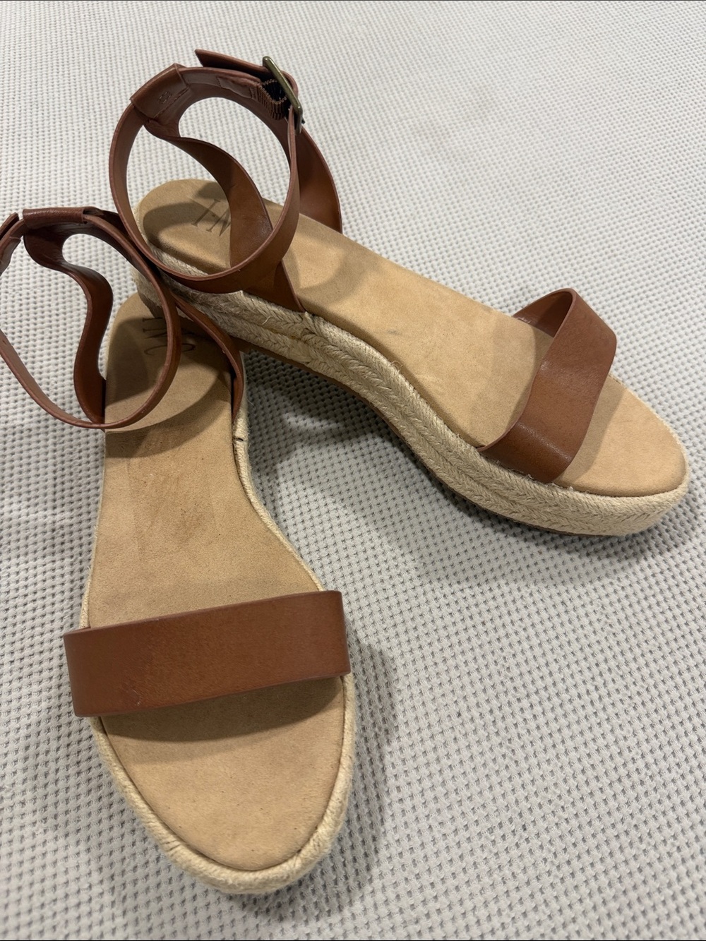 INC International Concepts Tan Brown Espadrille Wedge Sandals with Ankle Strap